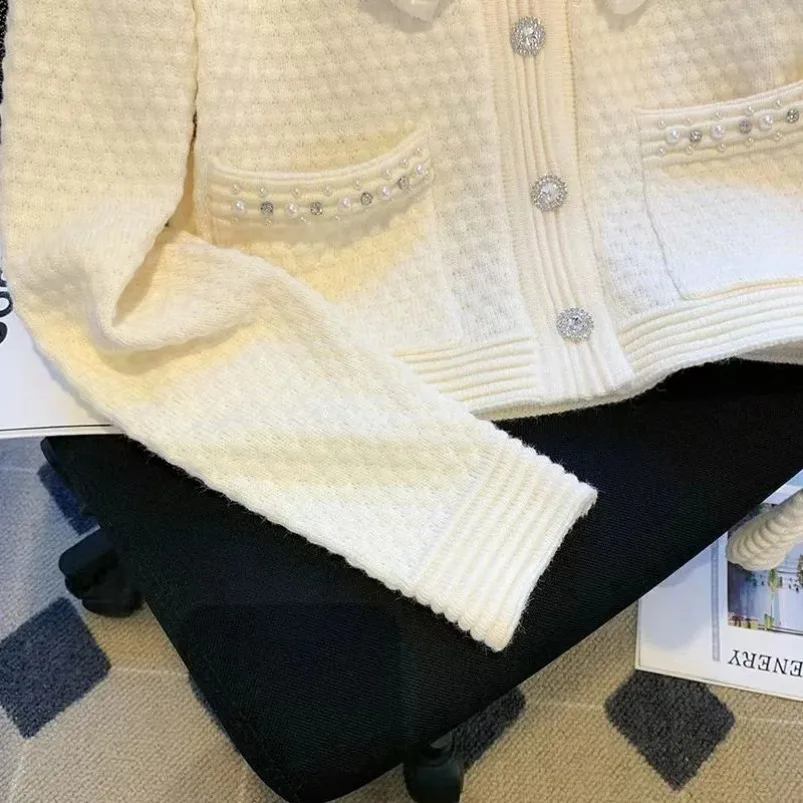 Elegant Bow Sweet Cardigan Sweaters New Women Loose Long Sleeve Fashion Knitted Coat Casual Korean O Neck Design Buttons Tops