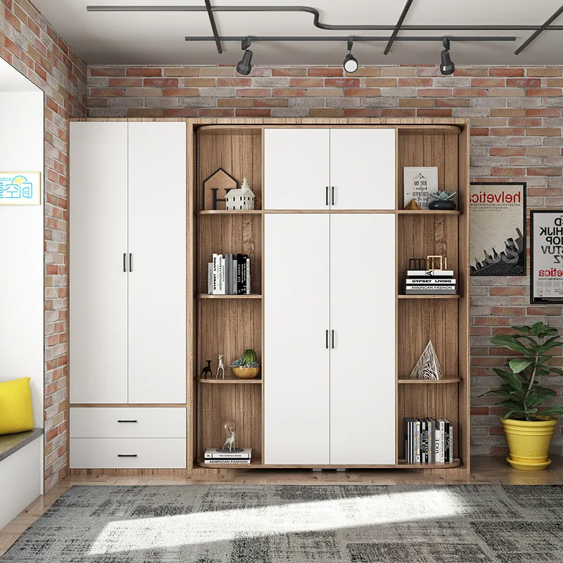 Bookcase wardrobe rotating invisible bed, multi-functional rotating