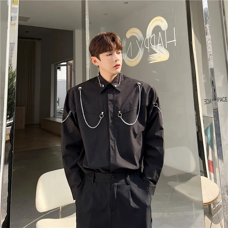 

Повседневная длинная накладка на плечо Sve irt с металлическими украшениями, свободная посадка, молодежная весенняя мода, полиэфирная ткань, без глажки, Ne...