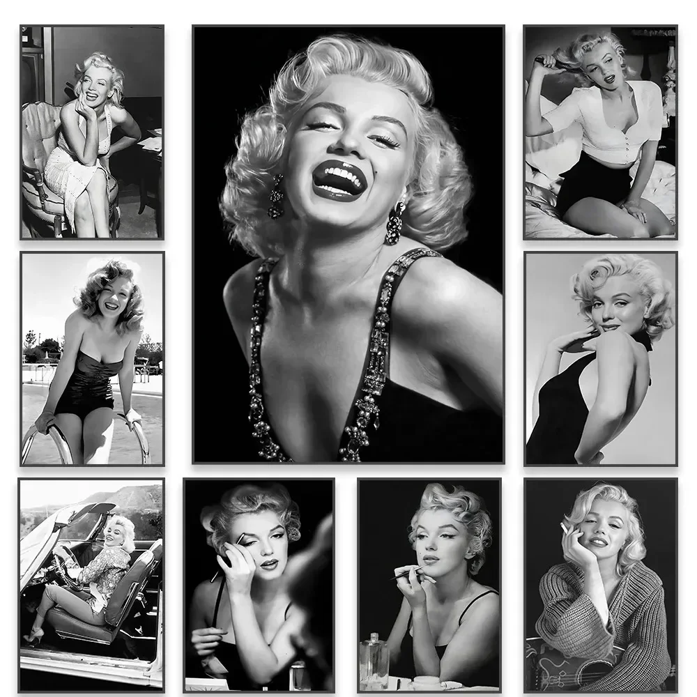 Marilyn Monroe Black and White Poster  Classic Wall Art Canvas Print for Bedroom Beauty Room Decor Home Decoration