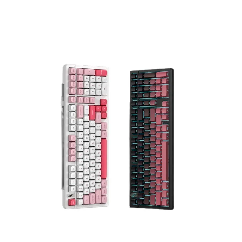 

Three-mode wireless mechanical keyboard Customized hot-swappable game e-sports three-color matching R side engraving mechanical
