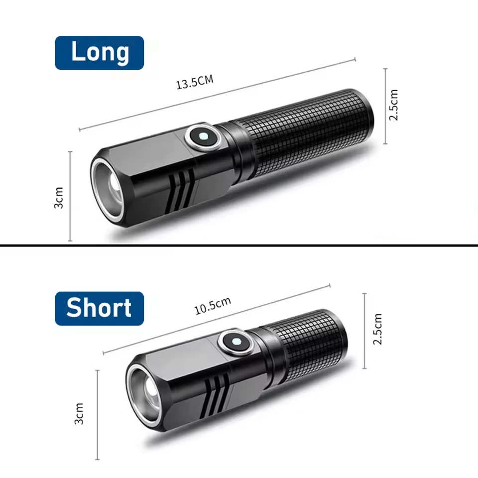 8000LM Mini XHP50 LED Flashlight Zoomable USB-C Rechargeable Torch Powerful EDC Pocket Light Waterproof 3 Modes Hand Lamp