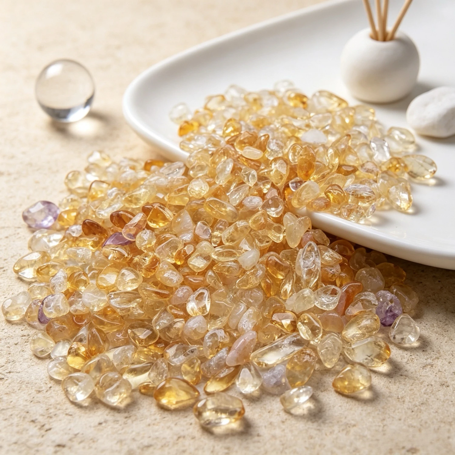 Reiki Aromatherapy High Quality Golden Citrine Tumbled Crystal Fragments, Loose Gemstones for Home Decor Accessories