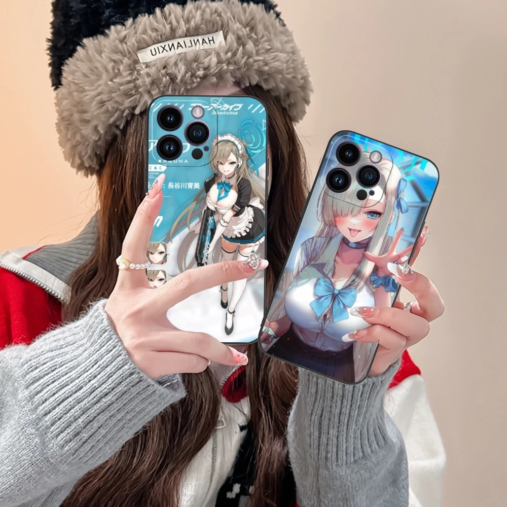 Blue Archive Asuna Mobile Cell Phone Case for iPhone 15 14 13 12 11 X XR XS 8 7 Pro Max Plus Mini Black Soft Phone Cover Shell