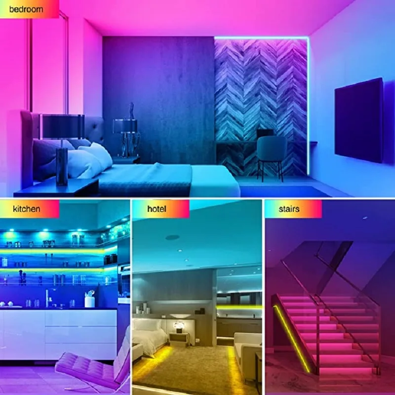 Imagem -05 - Luzes Led com 24 Teclas de Controle Infravermelho Remoto Led Strip Tape para Decoração do Quarto Rgb5050 Phone Control Neon Ice Light Luce