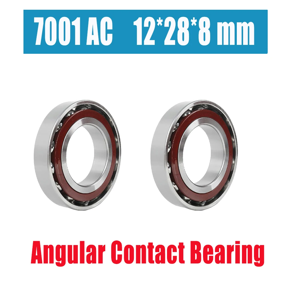 

7001 AC Angular Contact Bearing 12*28*8 mm 2Pcs Spindle Bearings CNC P0 ABEC-1 25 Contact Angle 7001AC Ball Bearings