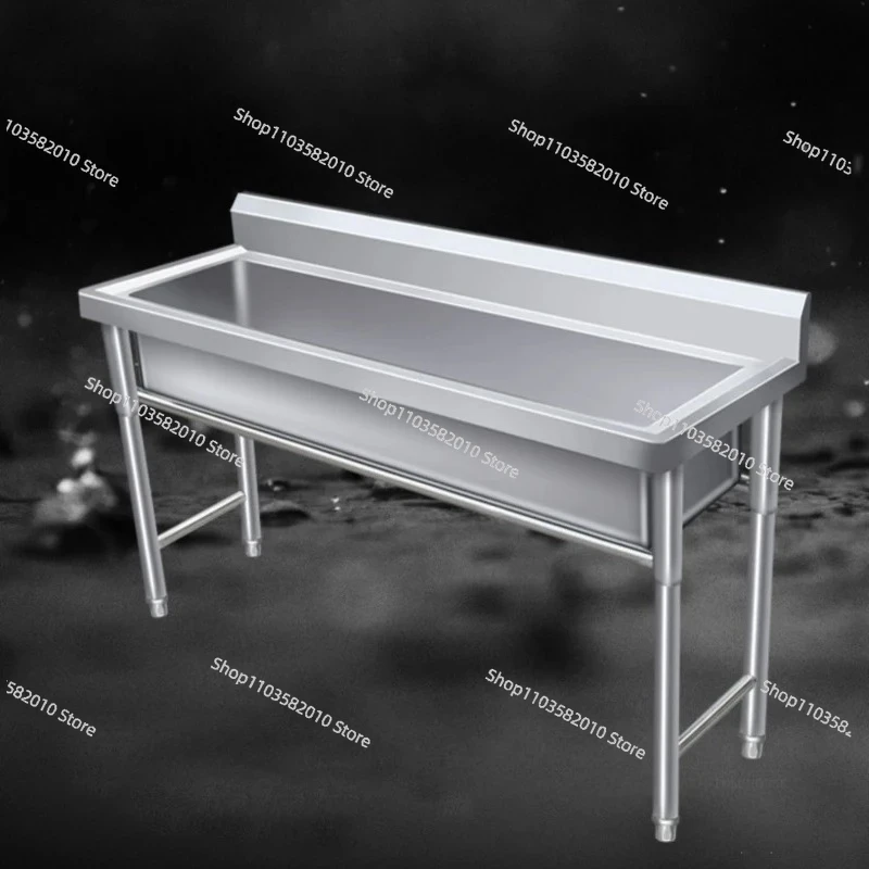 Stainless Steel Floor-standing Dishwashing Kitchen Sinks for School Canteen Outdoor Washing Sinks Commercial Large Single-tank L
