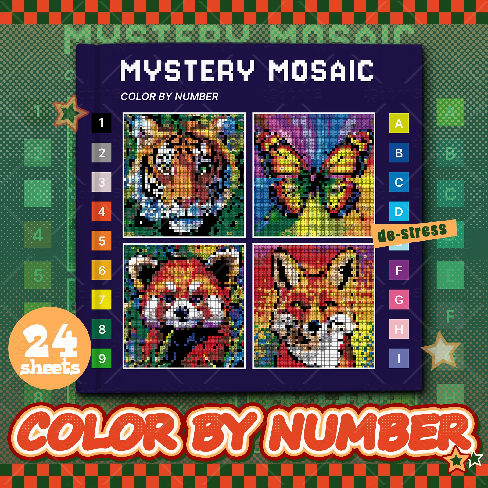 Lustiges Mystery Mosaike Pixel Tier Malbuch Entspannung Handgezeichnetes Buch Bunte Graffiti DIY Num Malerei Zeichenbücher – Detail 1