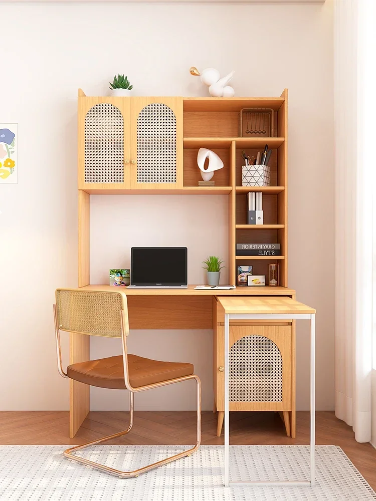 

Corner bedroom rattan calligraphy learning solid wood rotating table computer table