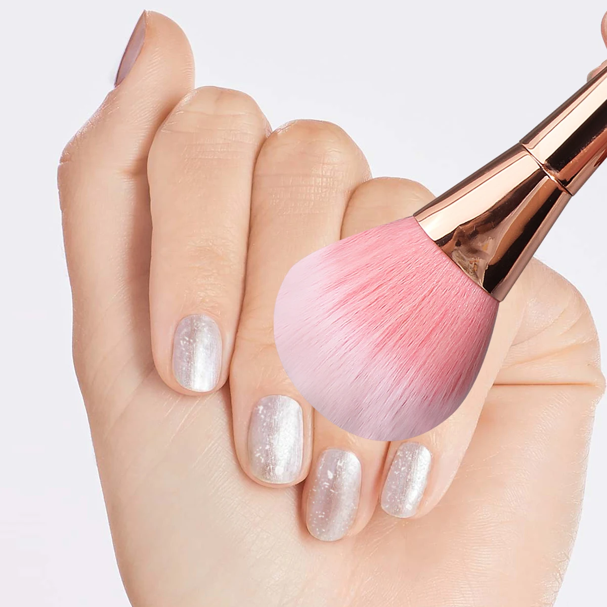 Brocha grande para polvo de uñas de mango largo, brocha para quitar el polvo, brocha para colorete de maquillaje, herramientas especiales para salones de uñas, brocha suelta esponjosa