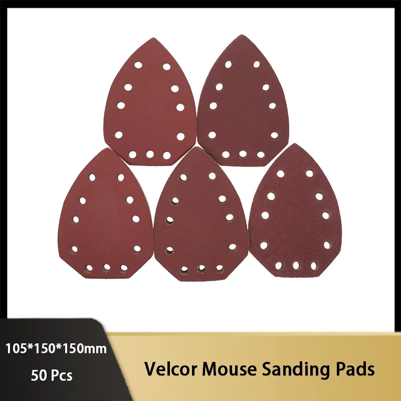 

105*150*150 мм, 50 шт., набор шлифовальных подушечек для мыши на липучке, разные зернистости 60/80/120/180/240, для шлифовки и полировки дерева, металла