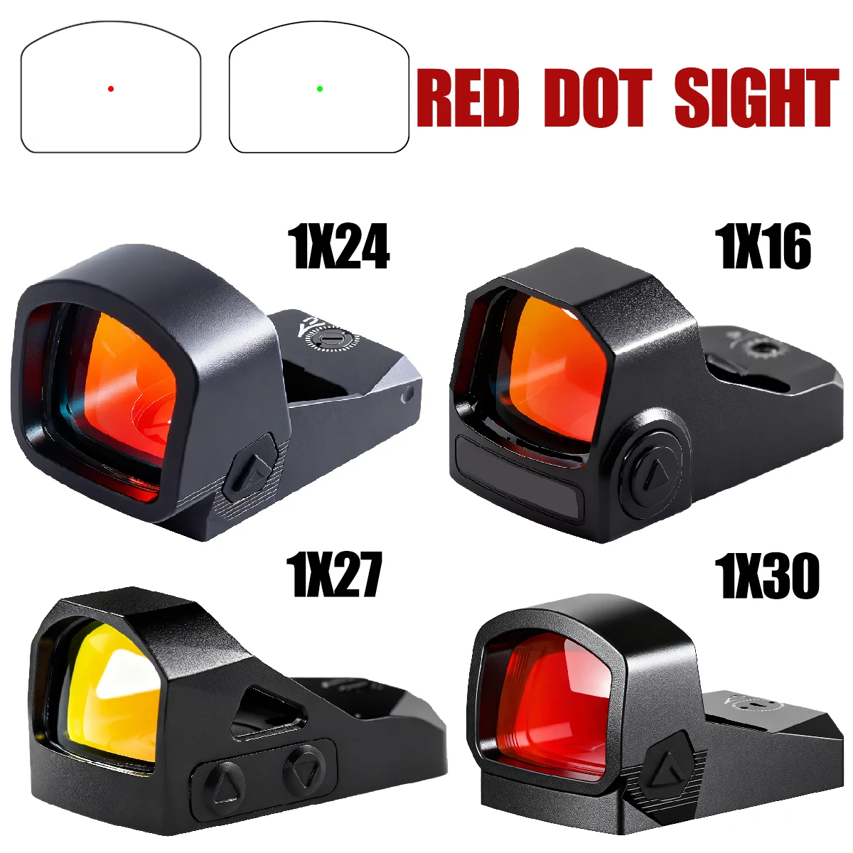 

Optics 1x16 1x22 1x27 1x30 Red Dot Sight Compact Reflex 3 MOA Hunting Tactical Scope W/Motion Sensing Handgun Sight