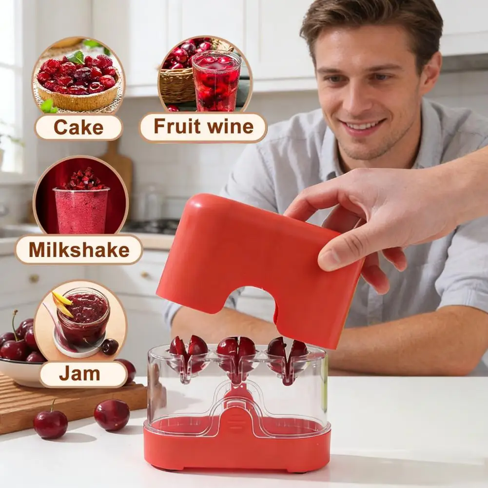 Cherry Corer Manual Press-Type Fruit Pitter Stainless Steel Cherry Pit Tool for Cherries Jujubes Red Dates Hawthorns Dishwasher