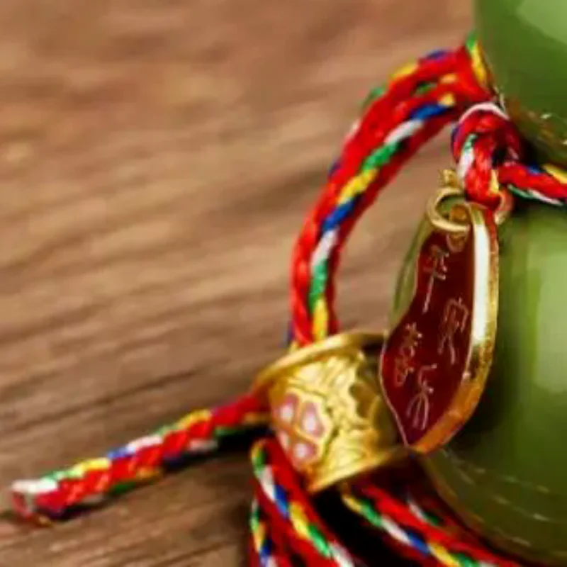 Mini Ceramic Gourd Feng Shui Charm Ornament for Wealth and Prosperity in Living Room