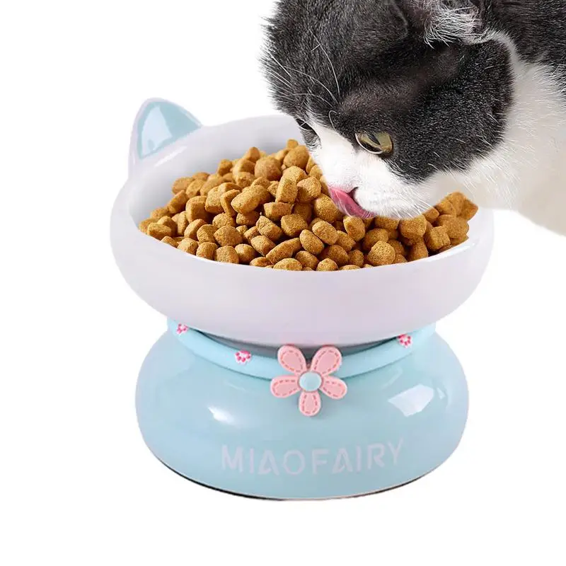 

Raised Ceramic Cat Bowl Cat Dish Backflow Prevention Cute Slanted Mouth Raised Cat Bowls Stable For Food And Water