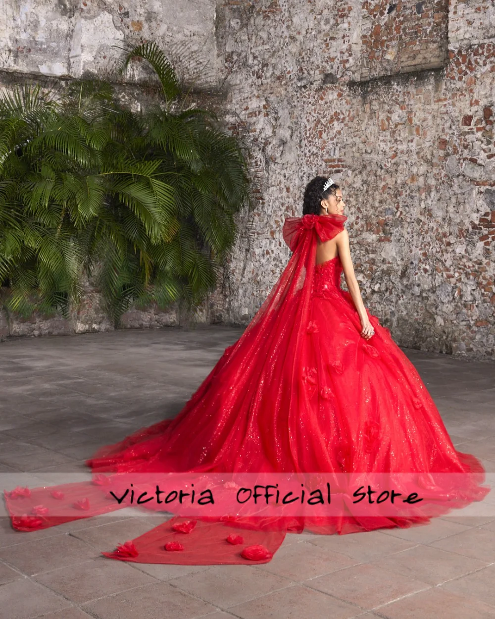 3D Flowers Red Halter Quinceanera Dresses 2026 Beading Sweetheart Crystal Ball Gown Birthday Luxury Dresses Customized