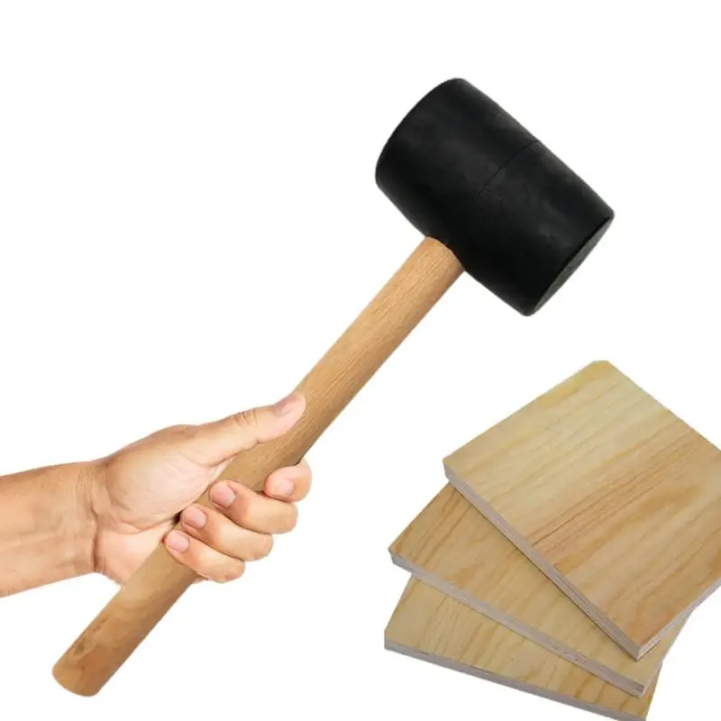 Rubber Mallet Hammer Multifunctional Rubber Hammer For Floor Tile Installation Rubber Mallet With Fiberglass Solid Wood Handle