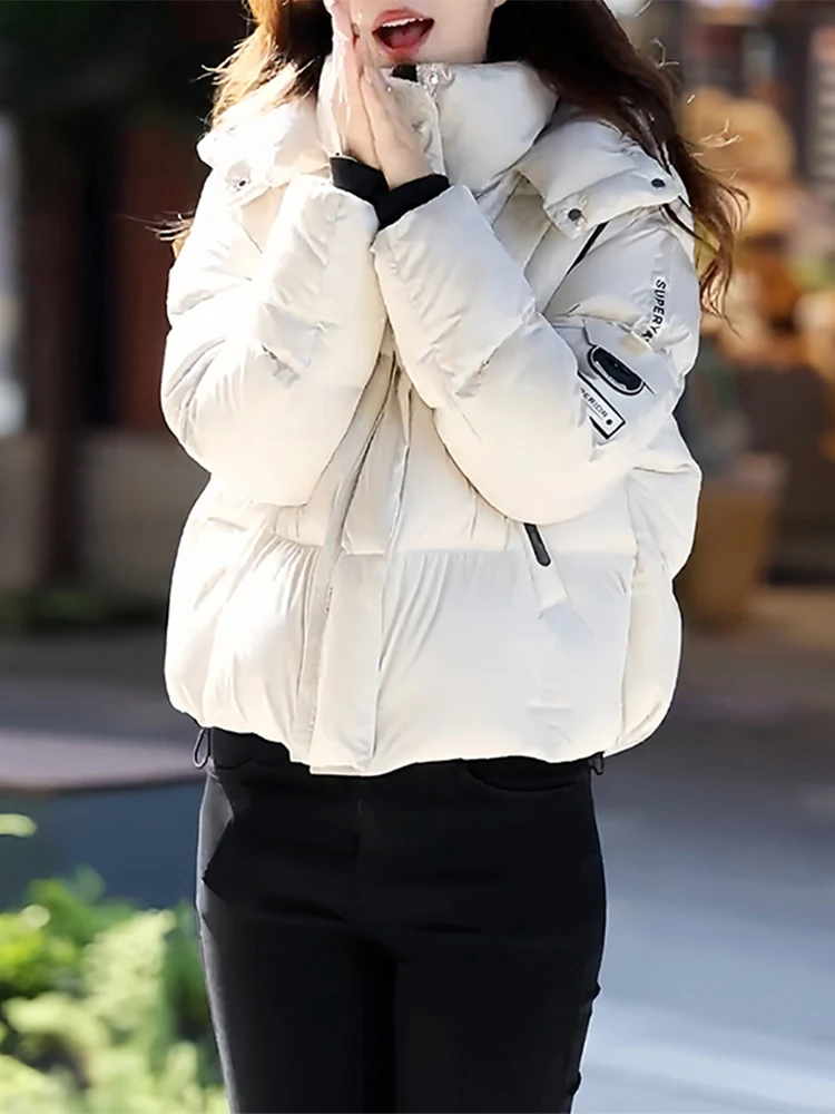 

Casual Sli Coffee Color Korean Version Women's down Cotton Jaet Warmth Bread Sle Coat Long Sve Zipper Closure or...