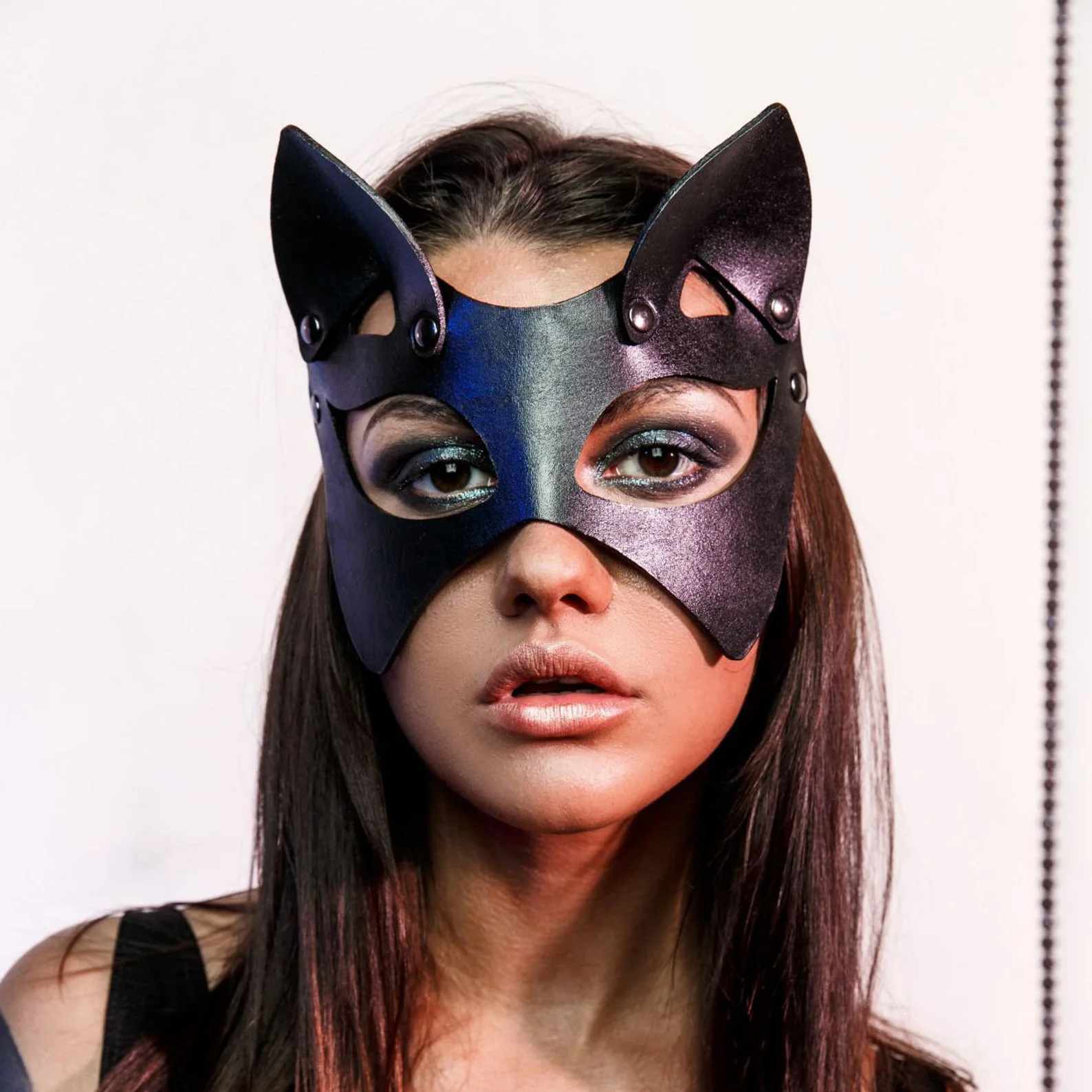 Black PU Leather Mask Sexy Adult Eyes Fox Cosplay Face Women Men Sex Erotic Costumes Party Halloween Mask Cosplay Toys Face