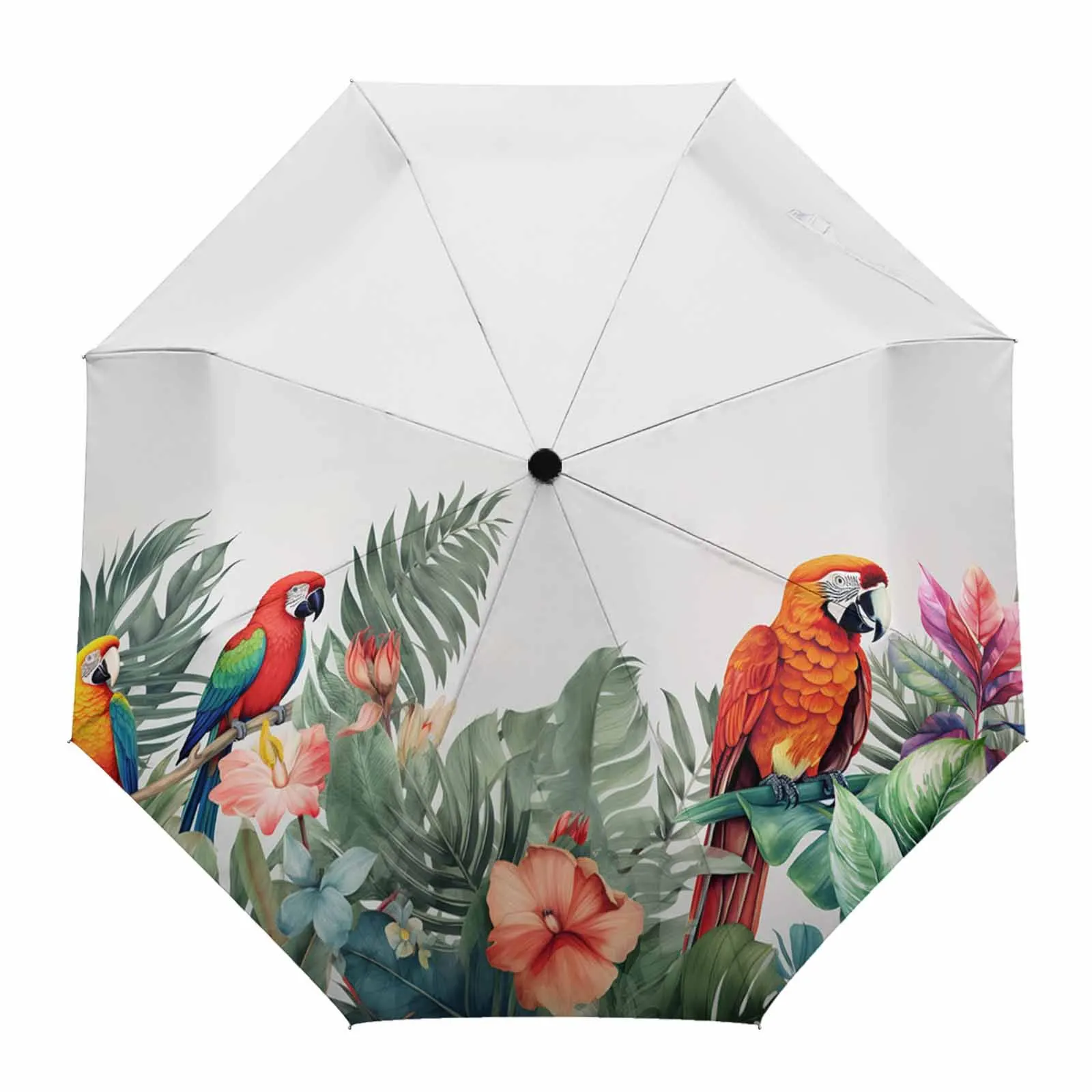 Summer Tropical Rainforest Plants Fully-automatic Umbrella for Outdoor Kids Adults Umbrella Foldable Eight Strand Umbrella