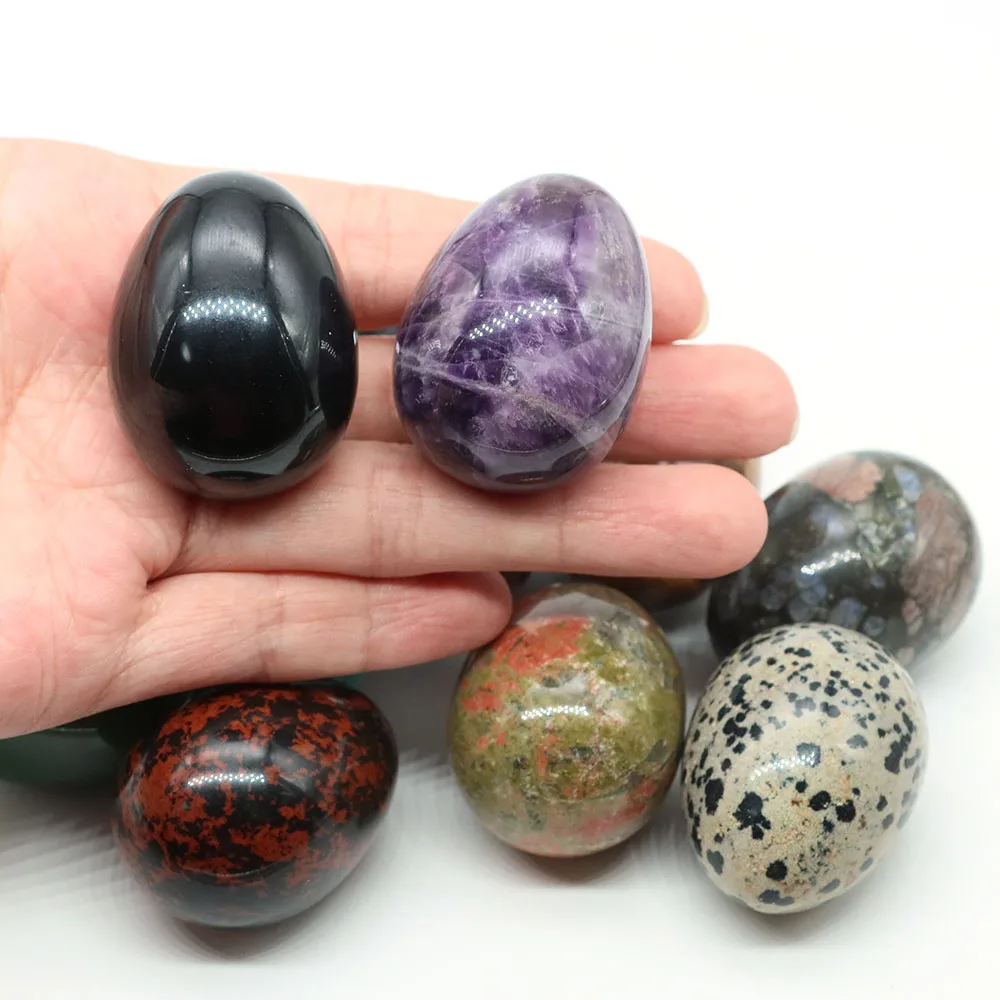 30x40mm Yoni Egg Natural Stone Amethyst Quartz Massage Gemstone Energy Mineral Specimen Reiki Healing Yoga Home Decoration Gift
