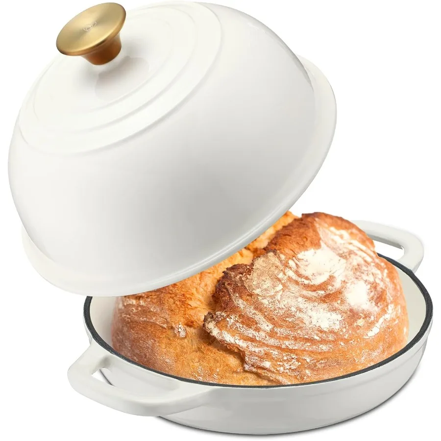 

Enameled Bread Dutch Oven with Lid for Sourdough Baking 6 Quart Round Cast Iron Dutch Oven Pot Bread Bakers for Kitchen Homemad