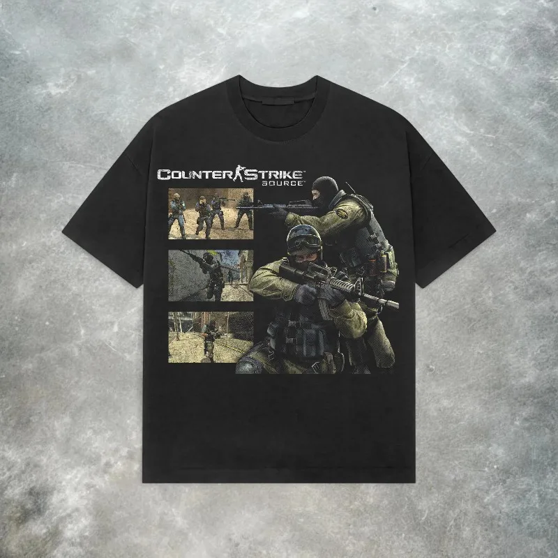 Camiseta de Counter Strike Source en oferta de verano, camiseta retro estilo Y2K, camiseta de manga corta con cuello redondo para hombre
