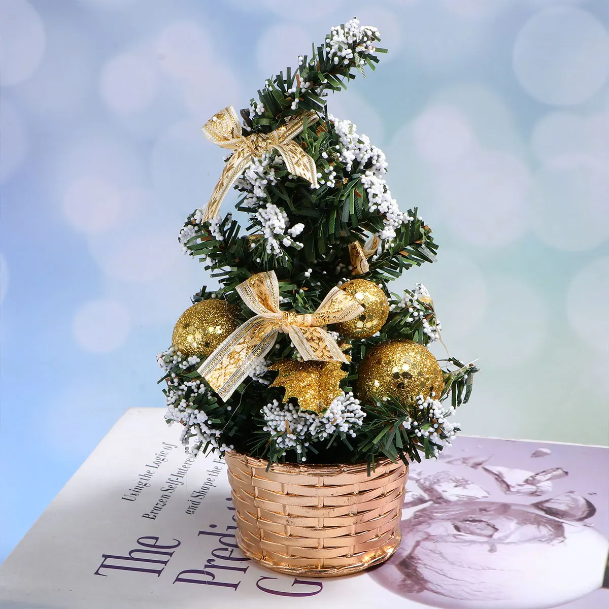 2 قطعة زينة عيد الميلاد أشجار عيد الميلاد الصغيرة مع الحلي مزينة صغيرة وهمية الاصطناعية ل