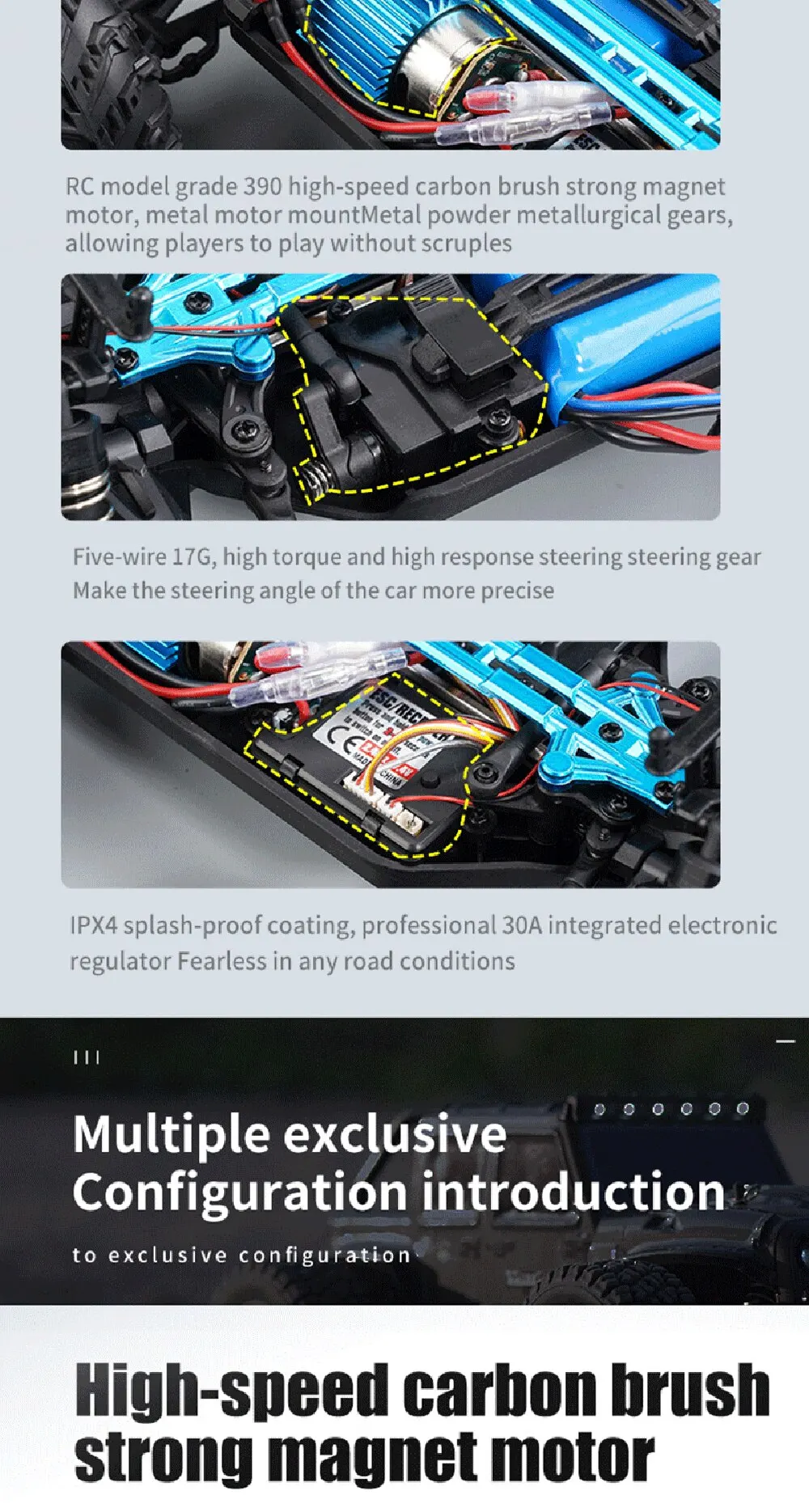 50 or 80KM/H Rc Cars 1/16 Off Drift Road 4WD with LED 2.4G Waterproof Remote Control Monster Truck for Adults and Kids Toy Gift