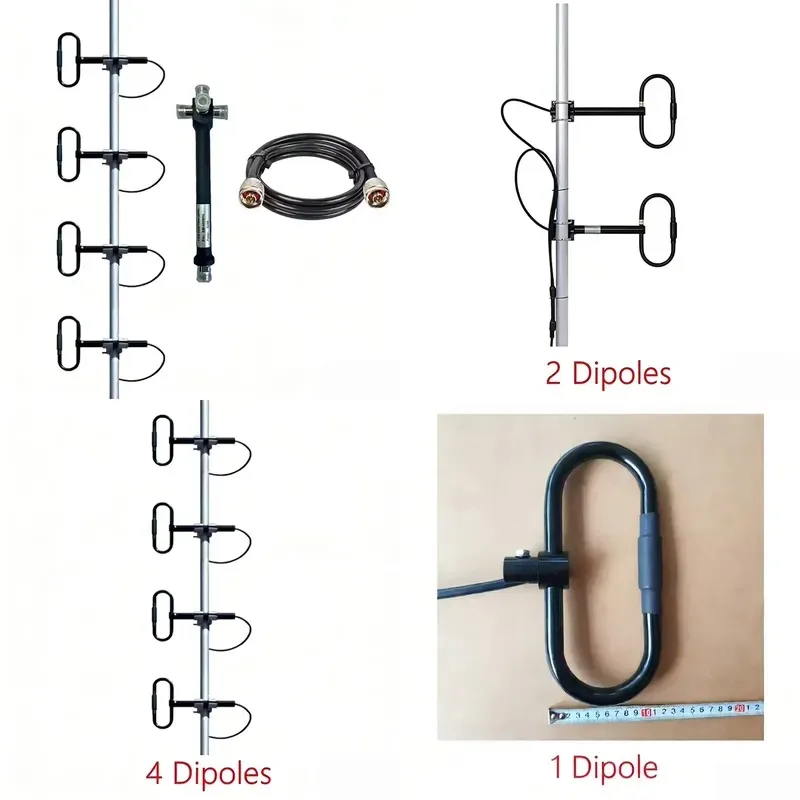 High Gain 4 Pole Yagi Antenna 400 470MHz UHF 4 Slot with Cavity Power Divider and Cable