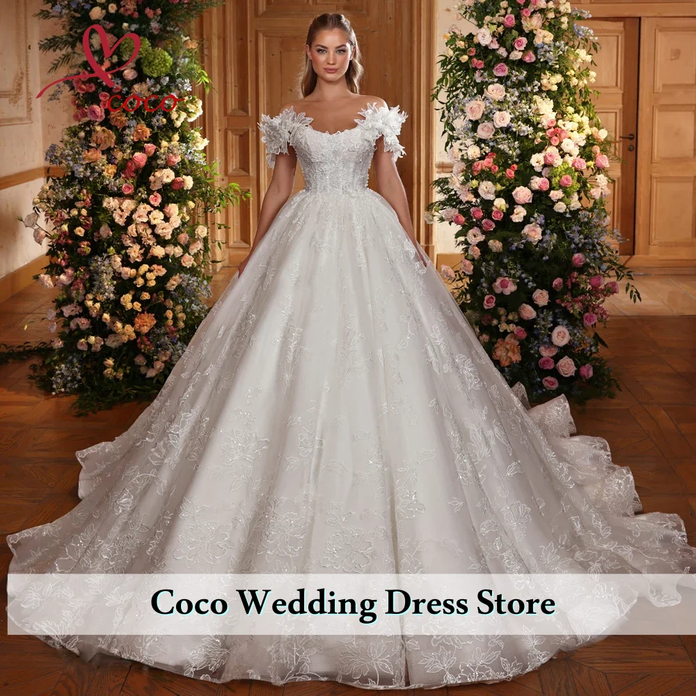 Бальное платье с открытыми плечами по индивидуальному заказу, кружевные свадебные платья длиной до пола, свадебные платья со шлейфом часовни, Vestidos De Noiva