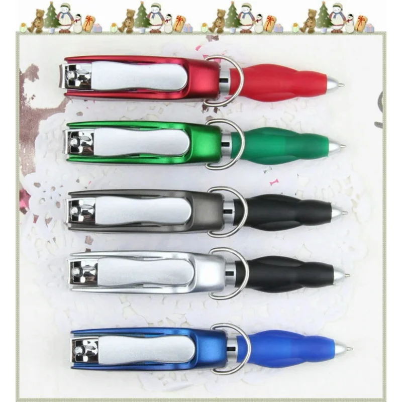 2PCS New Two-in-One Nail Clippers Ballpoint Pen Creative with Student Signature Pen Stationery