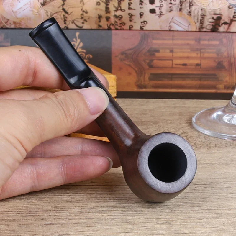 New Classic Straight Ebony Wood Solid Wooden Smoking Pipe Tobacco Pipe Tube Fit For 3mm Filters Smoking Accessories