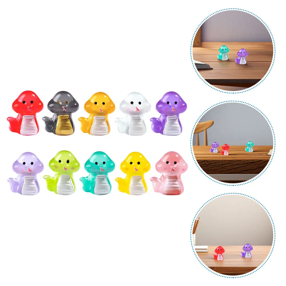 10 pezzi decorazioni per serpenti mini animali giocattoli da bagno senza fori set famiglia casa delle bambole resina creativa fai da te