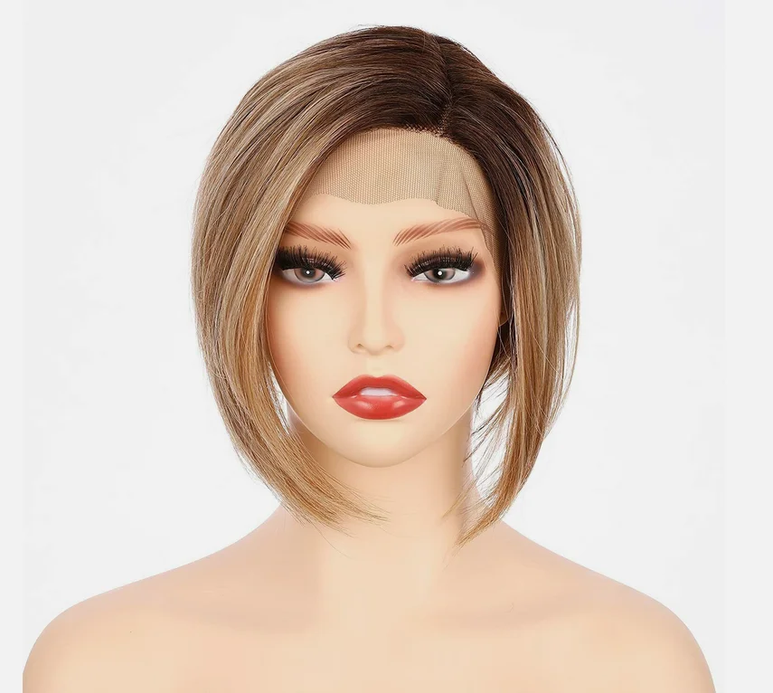 8 Inch Angled Layers Lace Front Relaxed Straight Bob Wig