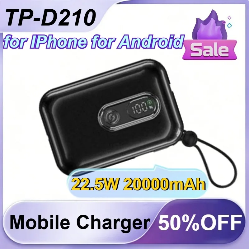 

TP-D210 22.5W 20000mAh for IPhone for Android Phone Portable Power Bank Quick Charging Built-in Type-C Lightning Cable Battery