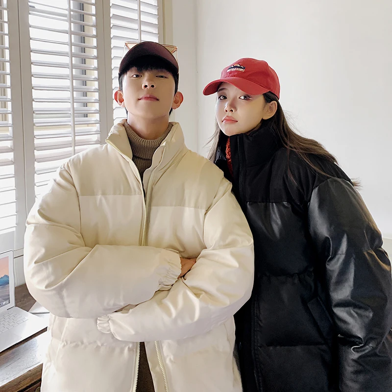 

Мужская зимняя утепленная куртка из искусственной кожи и хлопка, парная модель, теплая, повседневная, свободного кроя, в американском стиле, молодежная мода