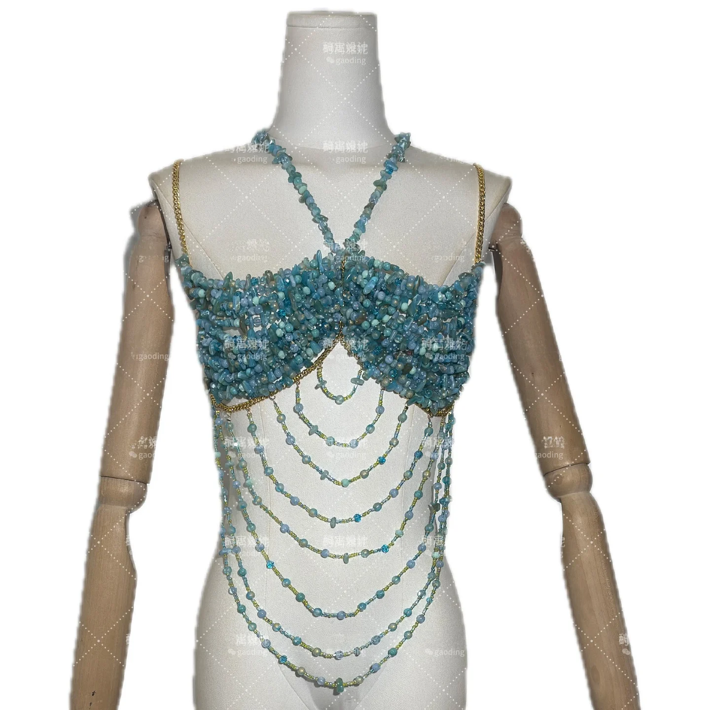 Faionable الاكريليك مطرز بال الصدرية مثير فتاة العصرية المحاصيل الأعلى ort طول ملابس خارجية للنساء ort الوصف