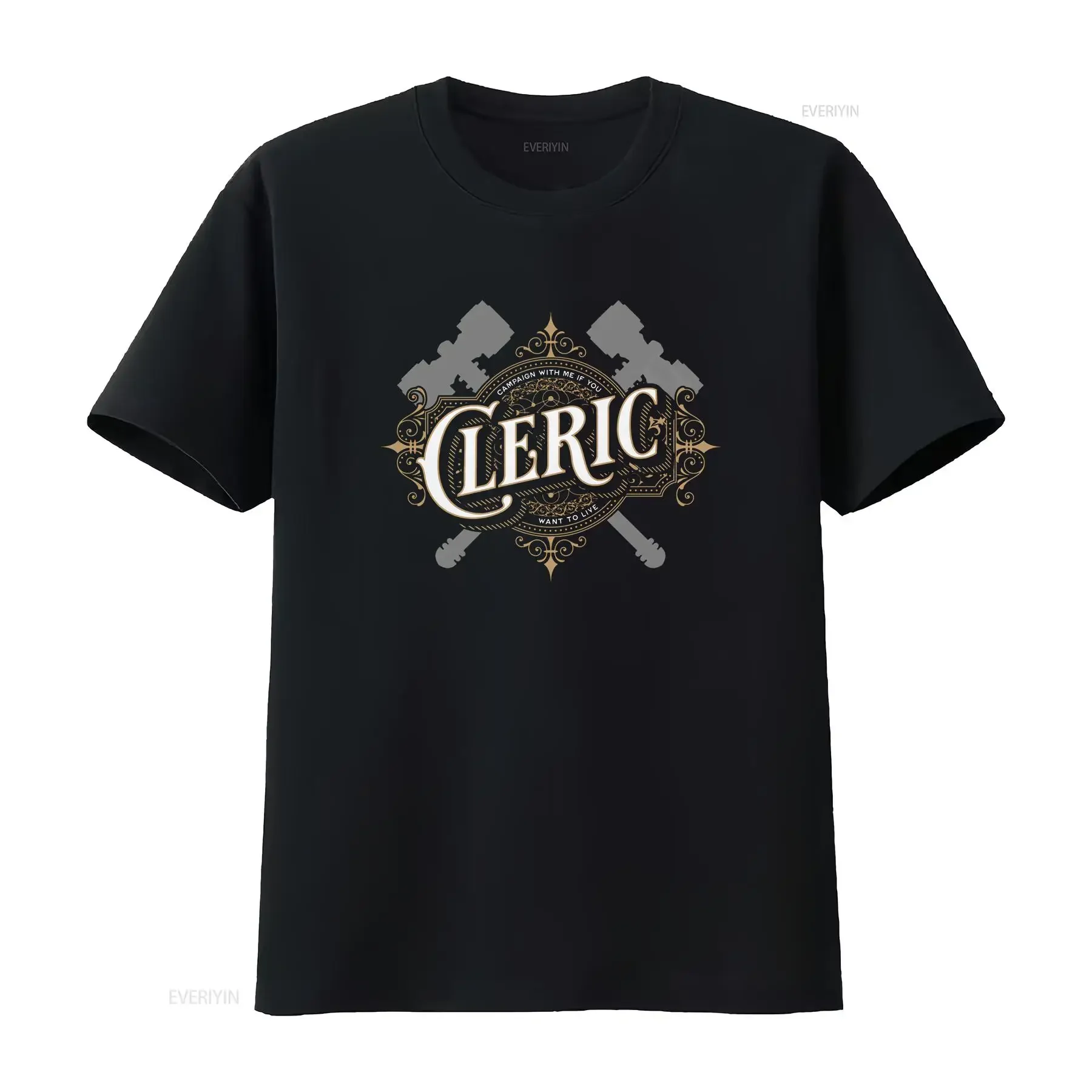 DnD Cleric T Shirt Retro Font for Players D Clothing Him or Her Character and vintage Washed graphic homme fashion streetwear