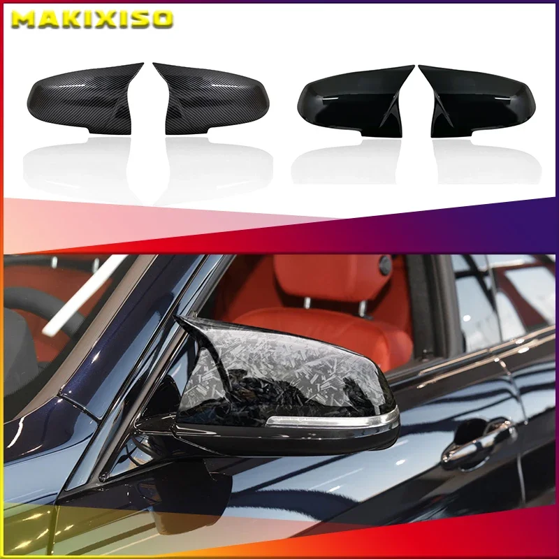 For BMW Series 1 2 3 4 X M 320i 328i F20 F30 F31 F32 F36 2012 2 Pieces Rearview Mirror Cover Cap Carbon Black