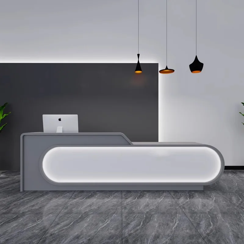 

az-Modern Wood Convertible Reception Counter Desk with Customized Color Hotel Gym Home Bar Supermarket Hospital Mall School Use@
