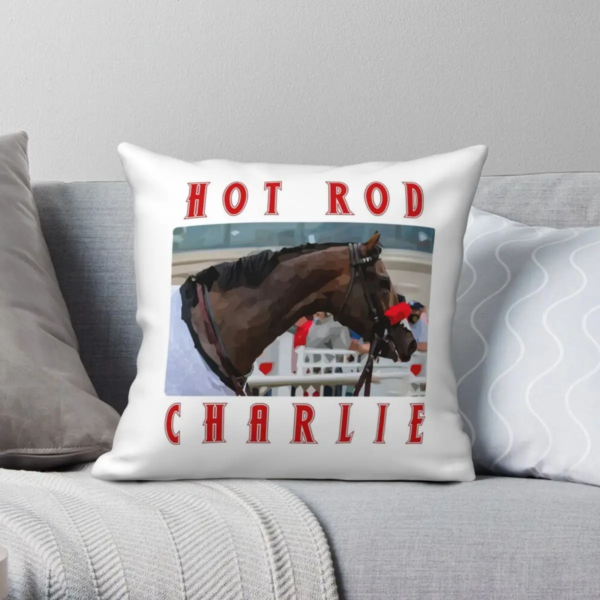 

Hot Rod Charlie Classic Horseracing Pillowcase Polyester Linen Velvet Printed Zip Decor Pillow Case Home Cushion Case 18"