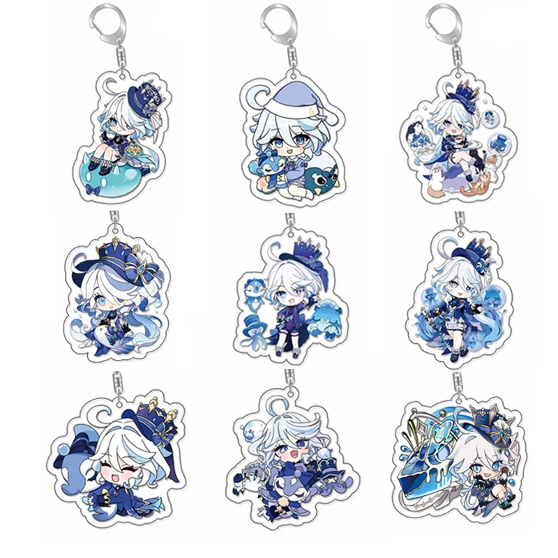 Game Genshin Impact Furina Focalors Furina de Fontaine Cosplay Keychain Acrylic Keyring Key Chain Pendant Bag Accessories Prop