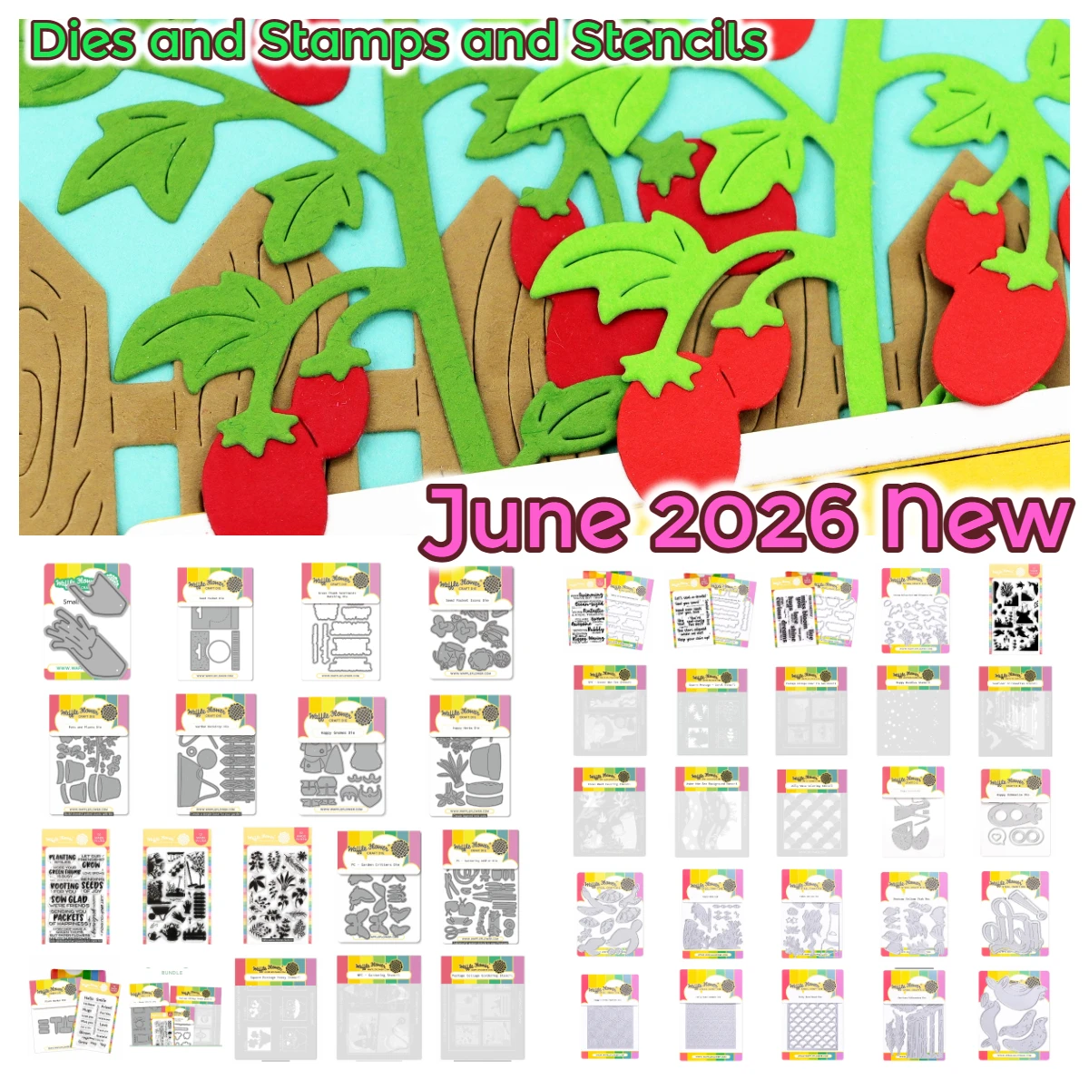 Nuevo Set de Troqueles de Metal y Plantillas para Manualidades de Jardinería con Diseño de Flores Waffle - Junio 2026 - para Scrapbooking, Álbumes y Tarjetas Hechas a Mano