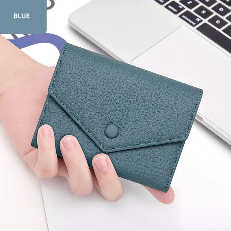 

New Women Wallets Female Short Genuine Leather Purses Zipper Coin Bag Portable Money Bag RFID Card Holders Small Tri-fold Clutch