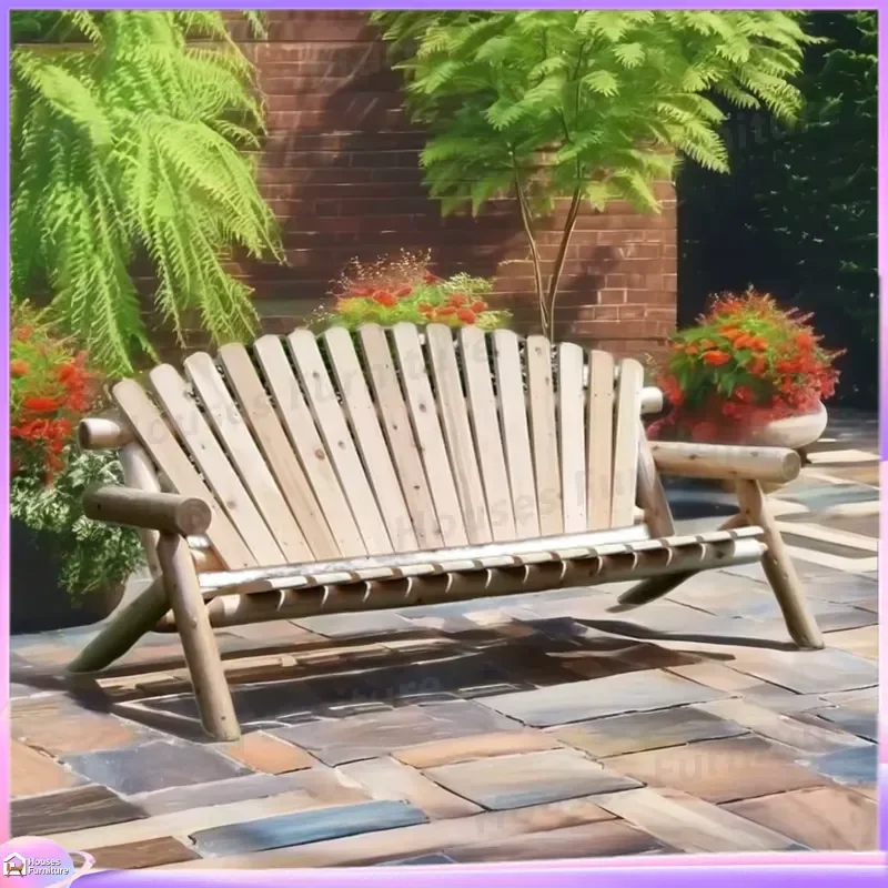 200 Teak Wood Garden Bench Outdoor Solid Wood Park Seat Handmade Eco Friendly Modern Simple Patio Balcony Living Room