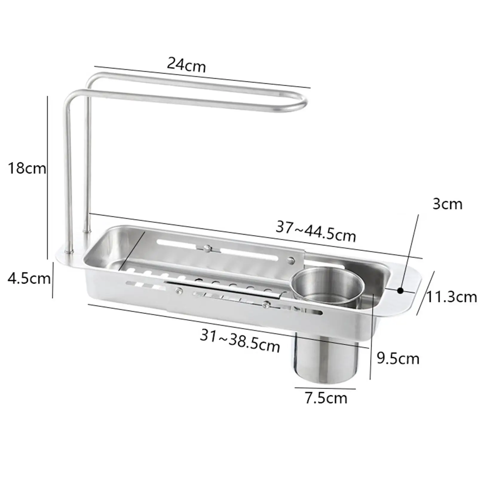 

Sink Drain Shelf Stainless Steel Household Adjustable Multifunctional Drainer