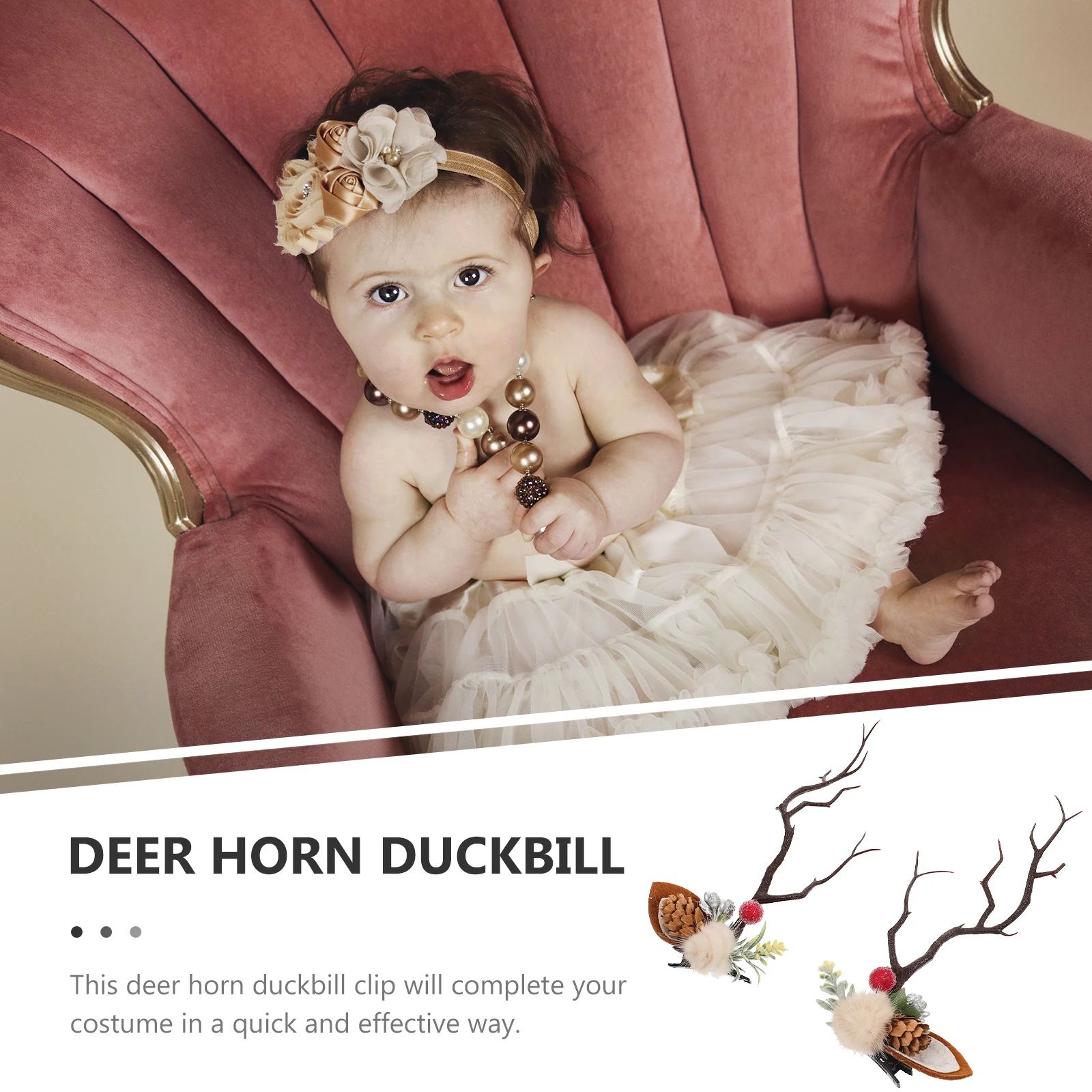 

Antler Hair Clip Deer Antlers Horns Holder Elk Barrettes Clips Christmas Hairpin Abs Xmas Women's