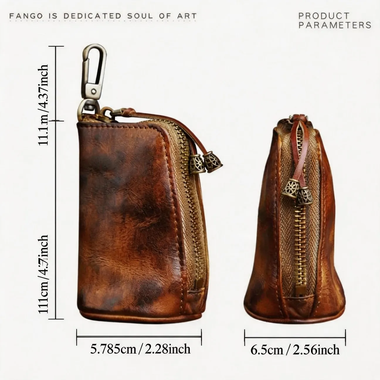 New Genuine Leather Retro Zipper Coin Purse Card Holder Storage Bag Wallet Key Bag Classic Style