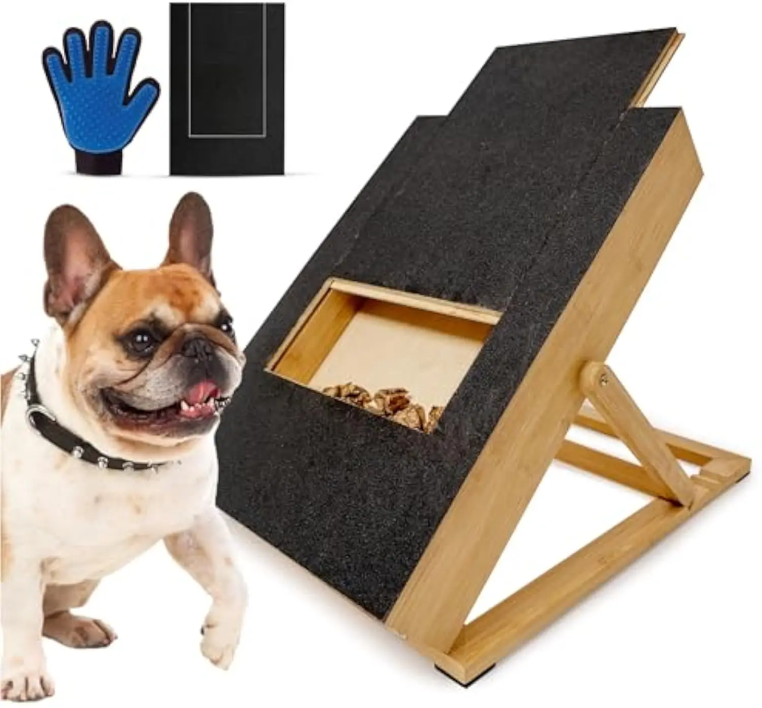 

Adjustable Height 3 Angles&lays Flat Dog Nail Scratch Board Pet Cat Scratch Board Toy Bamboo Wood Dog Scratch Pad for Nails
